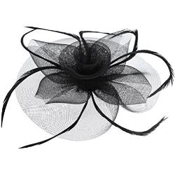 JIAHG Braut Fascinator Blumen Netz Kopfschmuck Damen Haar Clip Hut Feder Haarschmuck Kopfbedeckung für Party Kirche Hochzeit Cocktail