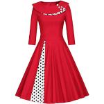 Reduzierte Rote Karierte Vintage Langärmelige Violetta Mini Partykleider aus Chiffon für Damen Größe M zur Hochzeit 