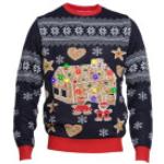 Marineblaue Weihnachtspullover & Christmas Sweater aus Jersey Größe L 