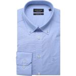 Blaue Langärmelige Jupiter Button Down Hemden aus Baumwolle für Herren Größe 4 XL Große Größen 