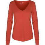 Reduzierte Rote Langärmelige Juvia V-Ausschnitt V-Shirts aus Baumwolle für Damen Größe S 