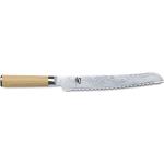 KAI Shun Classic White Brotmesser 23 cm - 32-lagiger Damaststahl - Griff Pakkaholz Messer - DM-0705W