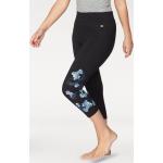 Reduzierte Schwarze Blumen Kangaroos Capri Leggings für Damen Größe XL 