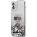 Silberne Karl Lagerfeld iPhone 12 Mini Hüllen mit Glitzer aus Polyurethan für Damen 