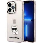 Pinke Karl Lagerfeld iPhone 14 Pro Max Hüllen Katzen aus Silikon 
