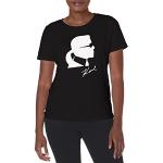 Schwarze Kurzärmelige Karl Lagerfeld Rundhals-Auschnitt T-Shirts aus Elastan Handwäsche für Damen 
