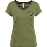Khakifarbene Key Largo V-Ausschnitt V-Shirts für Damen Größe S 