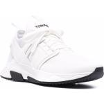 Weiße Klassische Tom Ford Flache Sneaker Auto Schnürung aus Gummi für Herren 