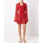 Rote Amir Slama V-Ausschnitt Strandkleider aus Seide für Damen 