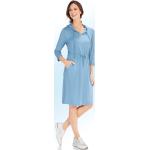 Reduzierte Blaue 3/4-ärmelige V-Ausschnitt Taillierte Kleider aus Elastan für Damen 