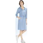 Reduzierte Blaue 3/4-ärmelige V-Ausschnitt Taillierte Kleider aus Elastan für Damen 