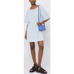 Reduzierte Blaue Kurzärmelige MOSCHINO Damenkleider mit Nieten aus Baumwolle Größe M 