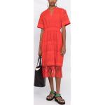 Rote Karl Lagerfeld Damenkleider mit Quasten aus Baumwolle Größe L 