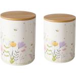 Küchenbehälter aus Keramik mit Feldblumenmuster FLORINA, 2er-Set