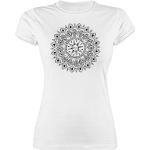 Graue Boho Kurzärmelige shirtracer Yoga Shirts Mandala aus Baumwolle für Damen Größe L 