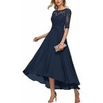 Marineblaue Knöchellange U-Ausschnitt Abendkleider & festliche Kleider aus Spitze für Damen Größe M für den Bräutigam 