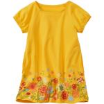 Gelbe Print Kurzärmelige Waschbär Nachhaltige Kinderdruckkleider aus Baumwolle für Mädchen Größe 92 