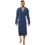 Marineblaue Elegante OEKO-TEX Nachhaltige Lange Bademäntel aus Baumwolle für Herren Größe XL 