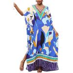 Print Maxi V-Ausschnitt Strandkleider aus Baumwolle für Damen Einheitsgröße 