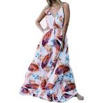 Blumen Maxi V-Ausschnitt Strandkleider aus Baumwolle für Damen Einheitsgröße 