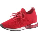 Rote La Strada Flache Sneaker Schnürung aus Textil mit herausnehmbarem Fußbett für Damen 
