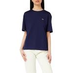 Reduzierte Marineblaue Kurzärmelige Lacoste Rundhals-Auschnitt T-Shirts für Damen Größe M 