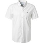 Weiße Kurzärmelige Lacoste Button Down Hemden aus Baumwolle für Herren Einheitsgröße 