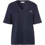 Blaue Lacoste V-Ausschnitt V-Shirts aus Jersey für Damen Größe M 