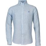 Reduzierte Blaue Sommerhemden aus Leinen für Herren Größe XL 