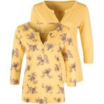 Gelbe 3/4-ärmelige LASCANA V-Ausschnitt V-Shirts für Damen Größe XL 