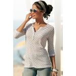 Reduzierte Weiße 3/4-ärmelige LASCANA V-Ausschnitt V-Shirts aus Polyester für Damen Größe M 