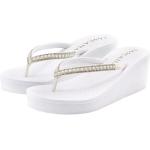 Weiße LASCANA Badeschlappen & Badesandalen mit Perlen wasserabweisend für Damen Größe 39 mit Absatzhöhe 5cm bis 7cm 