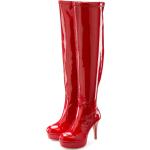 Rote LASCANA Overkneestiefel Reißverschluss aus Kunstleder für Damen Größe 38 mit Absatzhöhe über 9cm 
