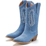Blaue LASCANA Cowboystiefel & Westernstiefel aus Rindsleder für Damen Größe 40 