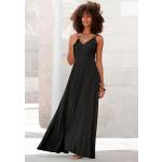 Schwarze LASCANA Maxi Cut Out Dresses aus Viskose für Damen Größe XS 