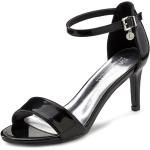 Schwarze LASCANA High-Heel Sandaletten aus Kunstleder für Damen Größe 39 mit Absatzhöhe 5cm bis 7cm 