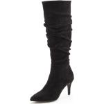 Schwarze LASCANA High-Heel Stiefel aus Mikrofaser für Damen Größe 36 mit Absatzhöhe 7cm bis 9cm 