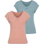 Bunte Kurzärmelige LASCANA V-Ausschnitt V-Shirts für Damen Größe S 2 Teile 