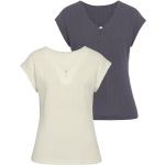 Blaue Kurzärmelige LASCANA V-Ausschnitt V-Shirts für Damen Größe M 2 Teile 