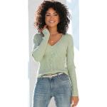 Grüne LASCANA V-Ausschnitt V-Pullover für Damen Größe L 