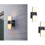 LED Up and Down Wandlampen 2er SET für außen mit Zylinderköpfen drehbar & Sensor