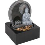 Reduzierte Anthrazite Zimmerbrunnen Buddha aus Kunststoff 