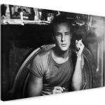 Leinwandbild (100x70cm): Marlon Brando Portrait movie-star Schauspieler Hollywood, echter Holz-Keilrahmen inkl. Aufhänger, handgefertigt in Deutschland