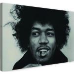 Leinwandbild (120x80cm): Jimi Hendrix Portrait Rock-Star Rock-Legende vintage retro, echter Holz-Keilrahmen inkl. Aufhänger, handgefertigt in Deutschland