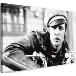 Leinwandbild (120x80cm): Marlon Brando schwarz weiss movie-star Hollywood retro, echter Holz-Keilrahmen inkl. Aufhänger, handgefertigt in Deutschland