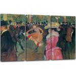 Leinwandbild 3-teilig (120x80cm): Henri de Toulouse-Lautrec - Moulin Rouge Der Tanz, echter Holz-Keilrahmen inkl. Aufhänger, handgefertigt in Deutschland