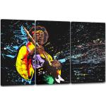 Leinwandbild 3-teilig (120x80cm): Jimi Hendrix, echter Holz-Keilrahmen inkl. Aufhänger, handgefertigt in Deutschland
