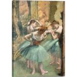 Leinwandbild (80x120cm): Edgar Degas - Tänzerinnen, pink und grün, echter Holz-Keilrahmen inkl. Aufhänger, handgefertigt in Deutschland