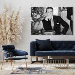Leinwandbild (80x60cm): Marlon Brando schwarz weiss Gentleman retro Film-Star, echter Holz-Keilrahmen inkl. Aufhänger, handgefertigt in Deutschland