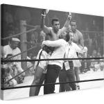 Leinwandbild (80x60cm): Muhammad Ali im Ring in Siegerpose von Trainer hoch-gehoben, echter Holz-Keilrahmen inkl. Aufhänger, handgefertigt in Deutschland